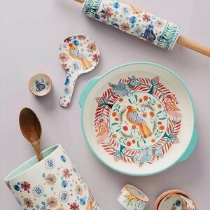 Anthropologie Annevieve Rolling Pin & Spoon Rest